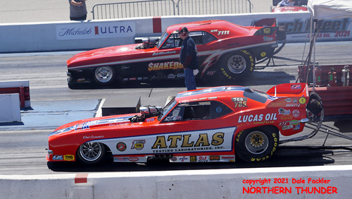 Jason Rupert - AA/FC - #766 - 
'Atlas Testing Labs' (near lane) vs Bill Windham - AA/FC - #7111 - 'Shakedown' (far lane)